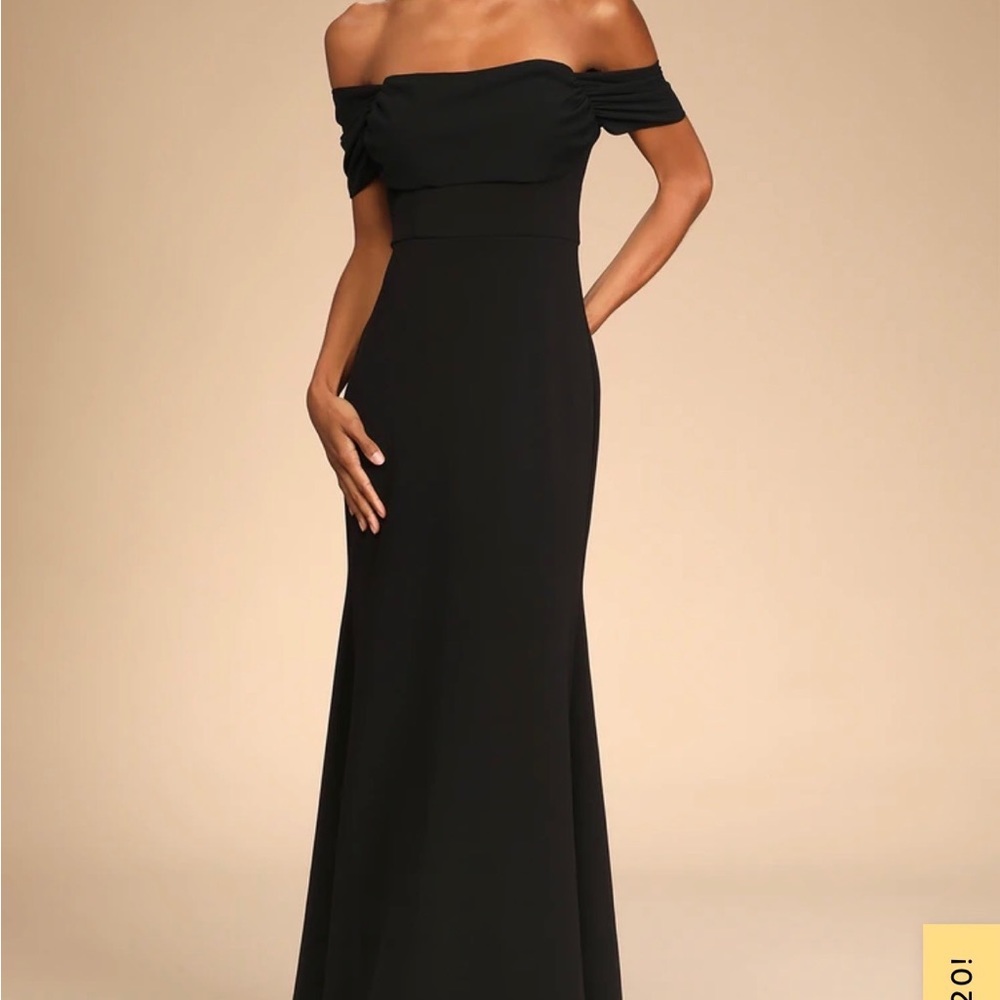 Floor length black off the shoulder dress NWT